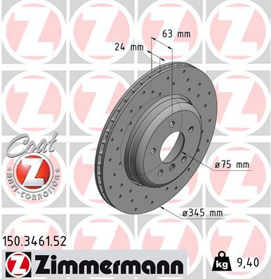 Tarcza hamulcowa, SPORT COAT Z 150.3461.52 ZIMMERMANN