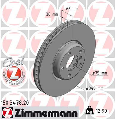 Tarcza hamulcowa, COAT Z 150.3478.20 ZIMMERMANN