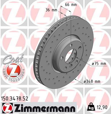 Tarcza hamulcowa, SPORT COAT Z 150.3478.52 ZIMMERMANN