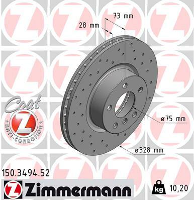 Tarcza hamulcowa, SPORT COAT Z 150.3494.52 ZIMMERMANN