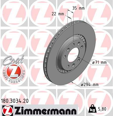 Tarcza hamulcowa, COAT Z 180.3034.20 ZIMMERMANN