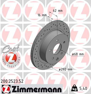 Tarcza hamulcowa, SPORT COAT Z 200.2523.52 ZIMMERMANN