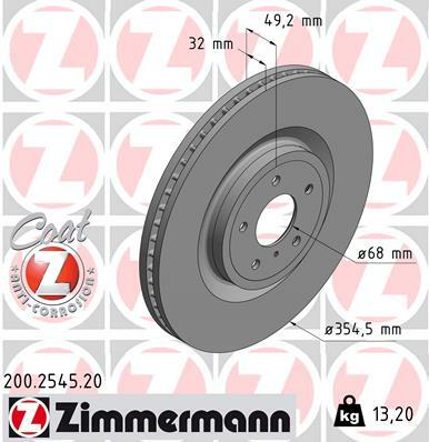 Tarcza hamulcowa, COAT Z 200.2545.20 ZIMMERMANN