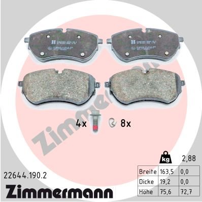 KLOCKI HAMULC. VW AMAROK 10- PRZÓD do VW, 22644.190.2, ZIMMERMANN w ofercie sklepu e-autoparts.pl 