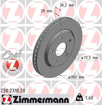 Tarcza hamulcowa, COAT Z 230.2310.20 ZIMMERMANN