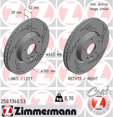 TARCZA HAMULC. FORD MONDEO 07- PRZÓD do Land Rovera, 250.1360.53, ZIMMERMANN w ofercie sklepu e-autoparts.pl 