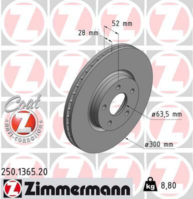 Tarcza hamulcowa, COAT Z 250.1365.20 ZIMMERMANN