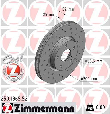 Tarcza hamulcowa, SPORT COAT Z 250.1365.52 ZIMMERMANN