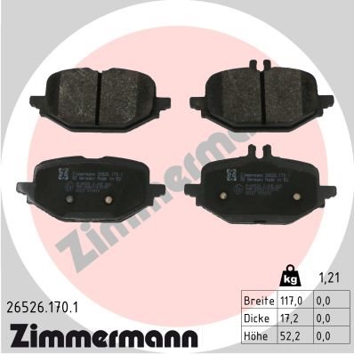 KLOCKI HAMULC. MERCEDES W206 C-KLASA 21- TYŁ do Mercedesa, 26526.170.1, ZIMMERMANN w ofercie sklepu e-autoparts.pl 