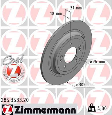 Tarcza hamulcowa, COAT Z 285.3533.20 ZIMMERMANN