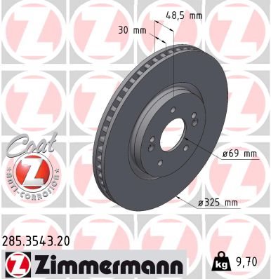 TARCZA HAMULC. HYUNDAI TUCSON 20- PRZÓD do Hyundia, 285.3543.20, ZIMMERMANN w ofercie sklepu e-autoparts.pl 