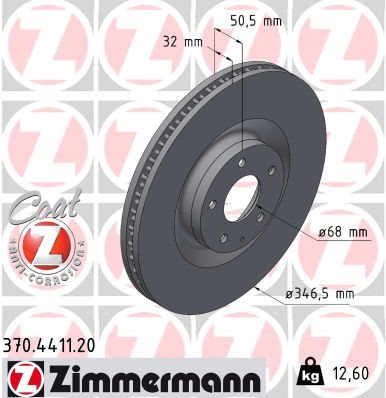 TARCZA HAMULC. MAZDA CX-60 22- PRZÓD do Mazdy, 370.4411.20, ZIMMERMANN w ofercie sklepu e-autoparts.pl 