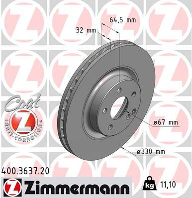 Tarcza hamulcowa, COAT Z 400.3637.20 ZIMMERMANN