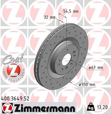 Tarcza hamulcowa, SPORT COAT Z 400.3649.52 ZIMMERMANN