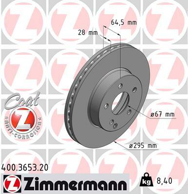 Tarcza hamulcowa, COAT Z 400.3653.20 ZIMMERMANN