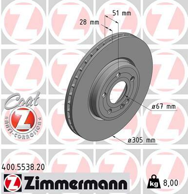 Tarcza hamulcowa, COAT Z 400.5538.20 ZIMMERMANN