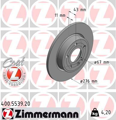 Tarcza hamulcowa, COAT Z 400.5539.20 ZIMMERMANN