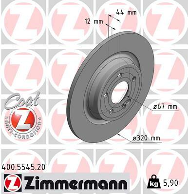 Tarcza hamulcowa, COAT Z 400.5545.20 ZIMMERMANN
