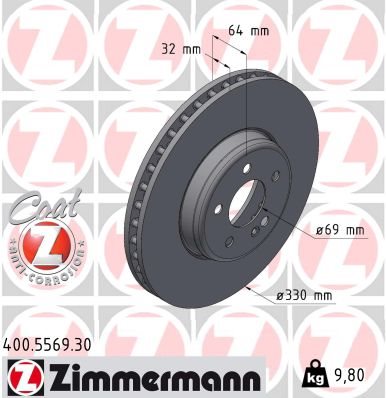TARCZA HAMULC. MERCEDES W206 C-KLASA 21- PRZÓD do Mercedesa, 400.5569.30, ZIMMERMANN w ofercie sklepu e-autoparts.pl 