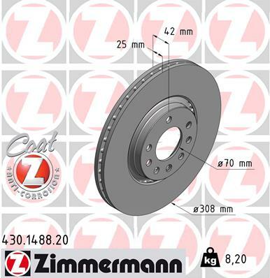 Tarcza hamulcowa, COAT Z 430.1488.20 ZIMMERMANN