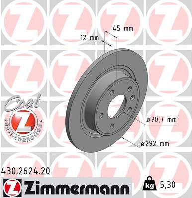 Tarcza hamulcowa, COAT Z 430.2624.20 ZIMMERMANN