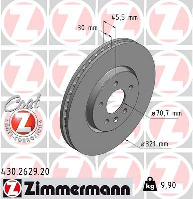 Tarcza hamulcowa, COAT Z 430.2629.20 ZIMMERMANN