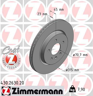 Tarcza hamulcowa, COAT Z 430.2630.20 ZIMMERMANN