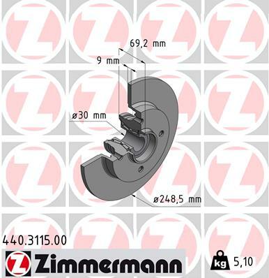 Tarcza hamulcowa 440.3115.00 ZIMMERMANN