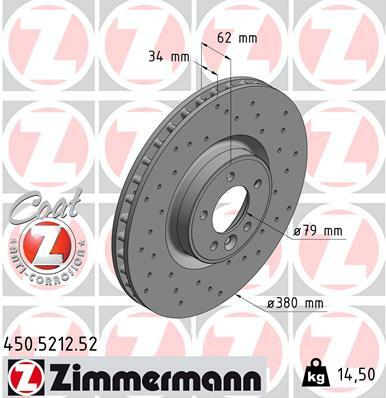 Tarcza hamulcowa, SPORT COAT Z 450.5212.52 ZIMMERMANN