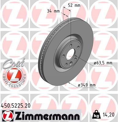 Tarcza hamulcowa, COAT Z 450.5225.20 ZIMMERMANN