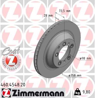 TARCZA HAMULC. PORSCHE CAYENNE 17- TYŁ do Porsche, 460.4548.20, ZIMMERMANN w ofercie sklepu e-autoparts.pl 