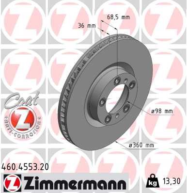 TARCZA HAMULC. PORSCHE TAYCAN 19- LP do Porsche, 460.4553.20, ZIMMERMANN w ofercie sklepu e-autoparts.pl 