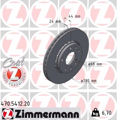 TARCZA HAMULC. RENAULT ARKANA I 20- PRZÓD do Renault, 470.5412.20, ZIMMERMANN w ofercie sklepu e-autoparts.pl 