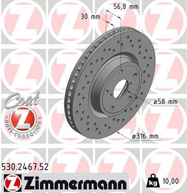 Tarcza hamulcowa, SPORT COAT Z 530.2467.52 ZIMMERMANN