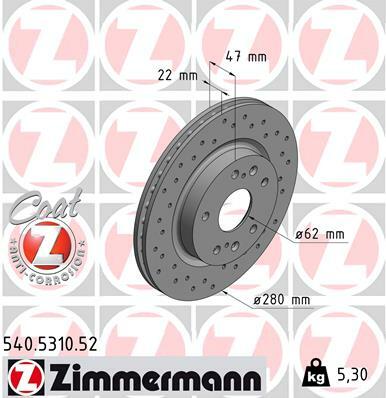 Tarcza hamulcowa, SPORT COAT Z 540.5310.52 ZIMMERMANN