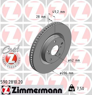 Tarcza hamulcowa, COAT Z 590.2810.20 ZIMMERMANN