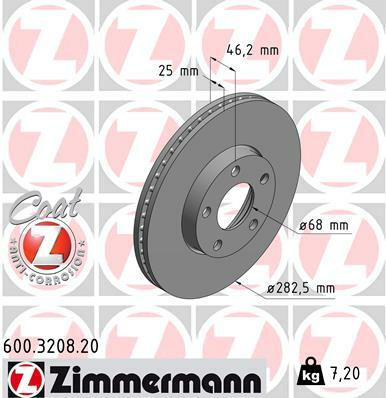 Tarcza hamulcowa, COAT Z 600.3208.20 ZIMMERMANN