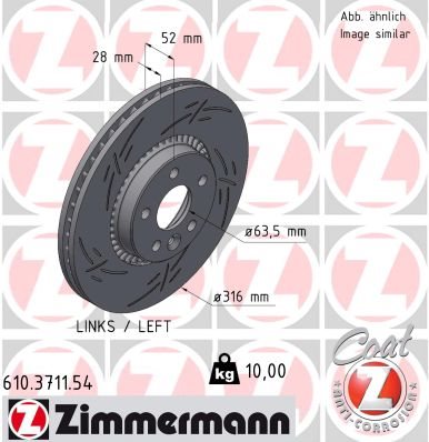 TARCZA HAMULC. VOLVO S60 II 10-18 LP do Volvo, 610.3711.54, ZIMMERMANN w ofercie sklepu e-autoparts.pl 