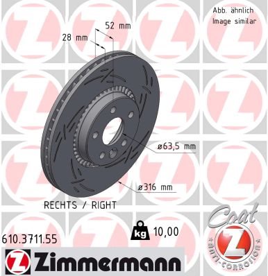 TARCZA HAMULC. VOLVO S60 II 10-18 PP do Volvo, 610.3711.55, ZIMMERMANN w ofercie sklepu e-autoparts.pl 