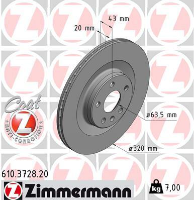 Tarcza hamulcowa, COAT Z 610.3728.20 ZIMMERMANN