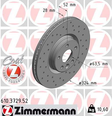 Tarcza hamulcowa, SPORT COAT Z 610.3729.52 ZIMMERMANN