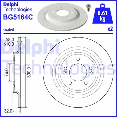 Tarcza hamulcowa do Hyundia, BG5164C, DELPHI w ofercie sklepu e-autoparts.pl 