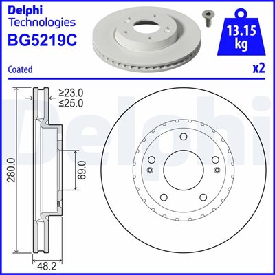 Tarcza hamulcowa do Kia, BG5219C, DELPHI w ofercie sklepu e-autoparts.pl 