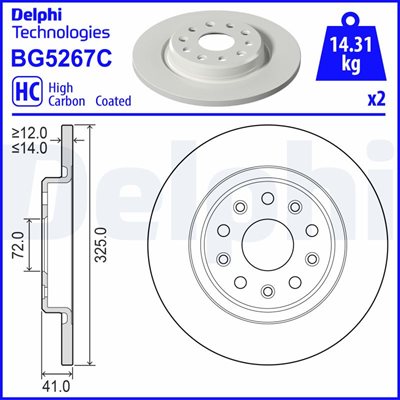 Tarcza hamulcowa do Jeepa, BG5267C, DELPHI w ofercie sklepu e-autoparts.pl 