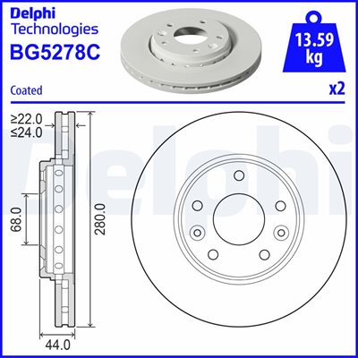 Tarcza hamulcowa do Renault, BG5278C, DELPHI w ofercie sklepu e-autoparts.pl 