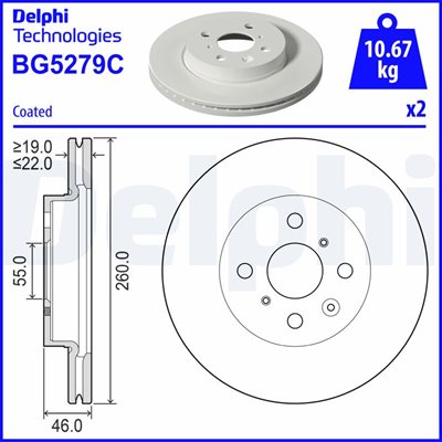 Tarcza hamulcowa do Toyoty, BG5279C, DELPHI w ofercie sklepu e-autoparts.pl 