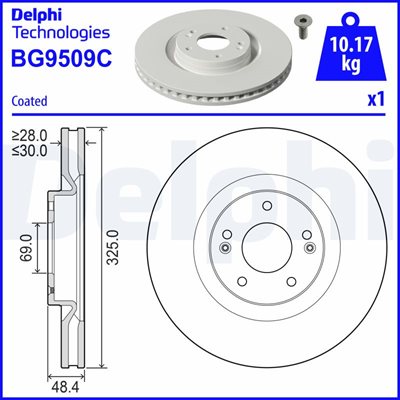 Tarcza hamulcowa do Kia, BG9509C, DELPHI w ofercie sklepu e-autoparts.pl 