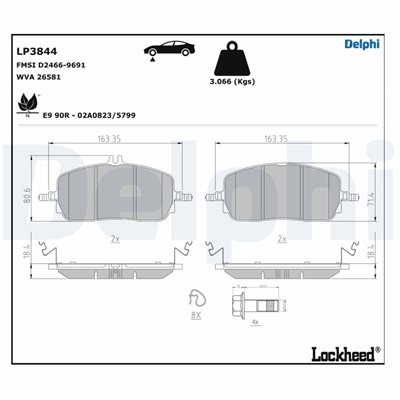 Klocki hamulcowe kpl. do Mercedesa, LP3844, DELPHI w ofercie sklepu e-autoparts.pl 