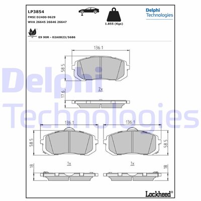 Klocki hamulcowe kpl. do Kia, LP3854, DELPHI w ofercie sklepu e-autoparts.pl 