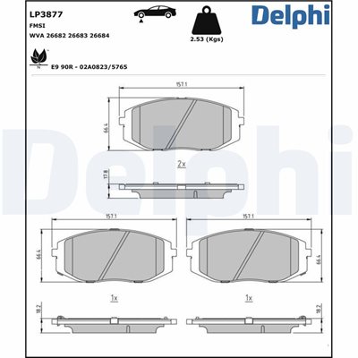 Klocki hamulcowe kpl. do Hyundia, LP3877, DELPHI w ofercie sklepu e-autoparts.pl 